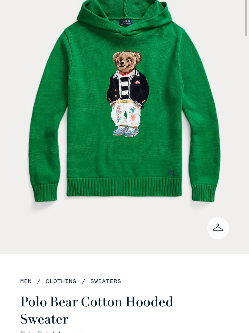 Polo by Ralph Lauren Green Polo Bear Cotton Hooded Sweater